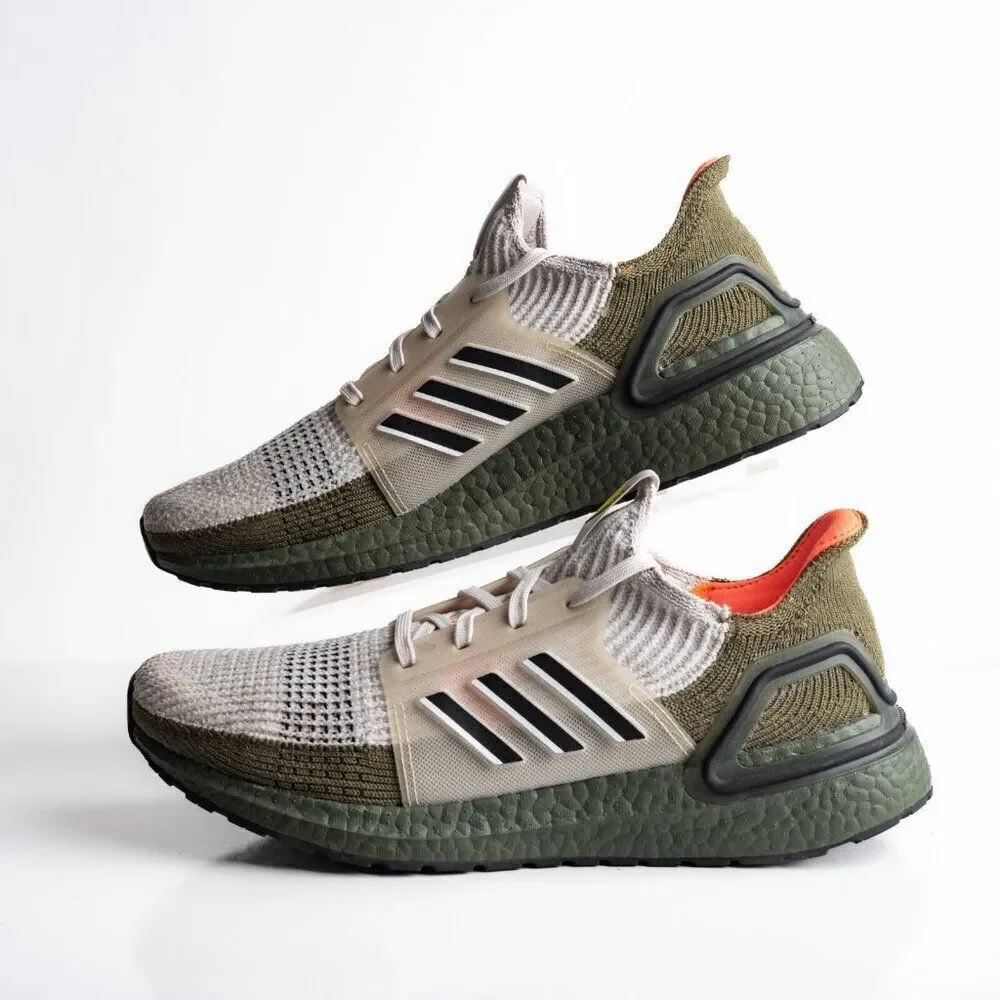 Adidas Ultra Boost 19 Mens Athletic Sneakers olive Green beige US 8.5 EU 42 New
